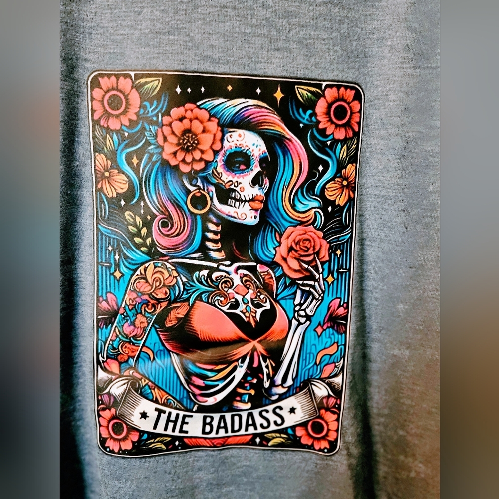 Day of the Dead 'The Badass' Graphic Tee - Colorful Skeleton Art